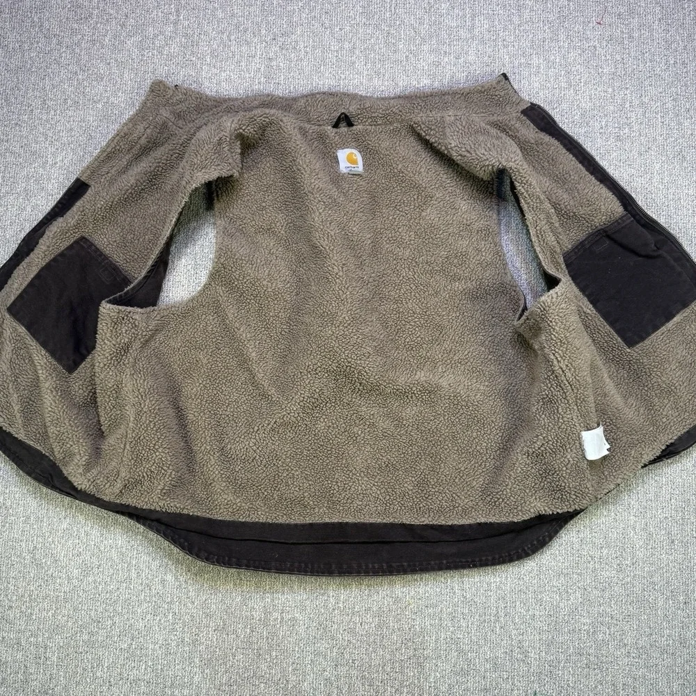 Carhartt V33 DKB Vest XXL Dark Brown Duck Canvas Sherpa Lined Workwear‎ Western